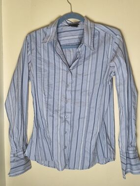Vintage Y2K Maurice's blue pin striped button up blouse